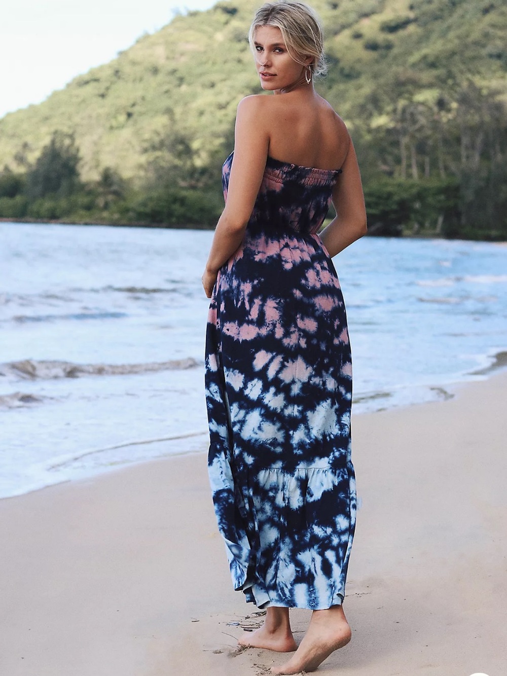 Anthropologie Casual Tie Dye Strapless Dress